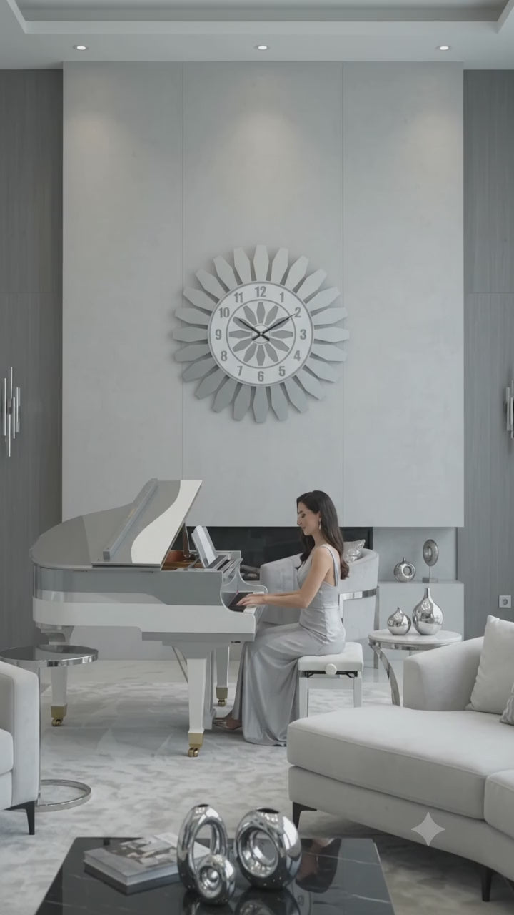 Modern Siyah MDF Altın Pleksi Dekoratif Duvar Saati 50 cm | Velakon