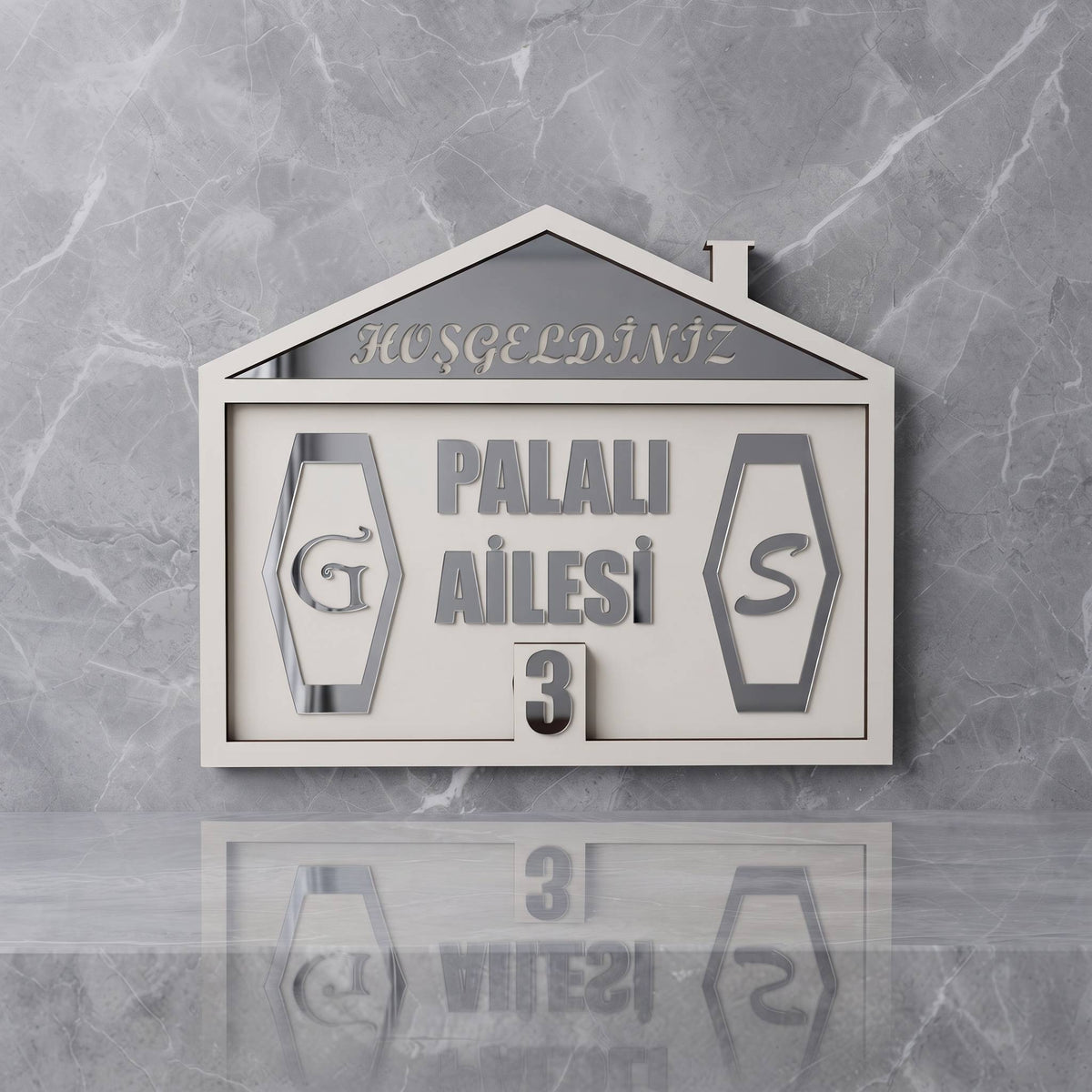 * Kişiye Özel Modern Tasarım Kapı İsimliği & Süsü Mdf Pleksi      25 x 20 cm - Velakon