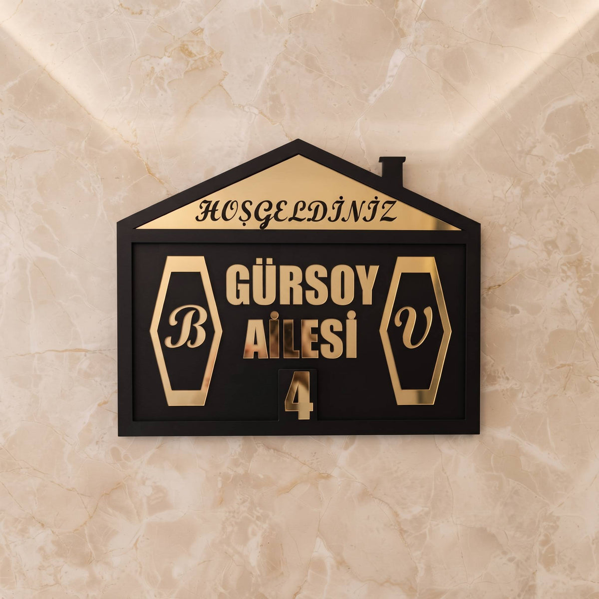 * Kişiye Özel Modern Tasarım Kapı İsimliği & Süsü Mdf Pleksi      25 x 20 cm - Velakon
