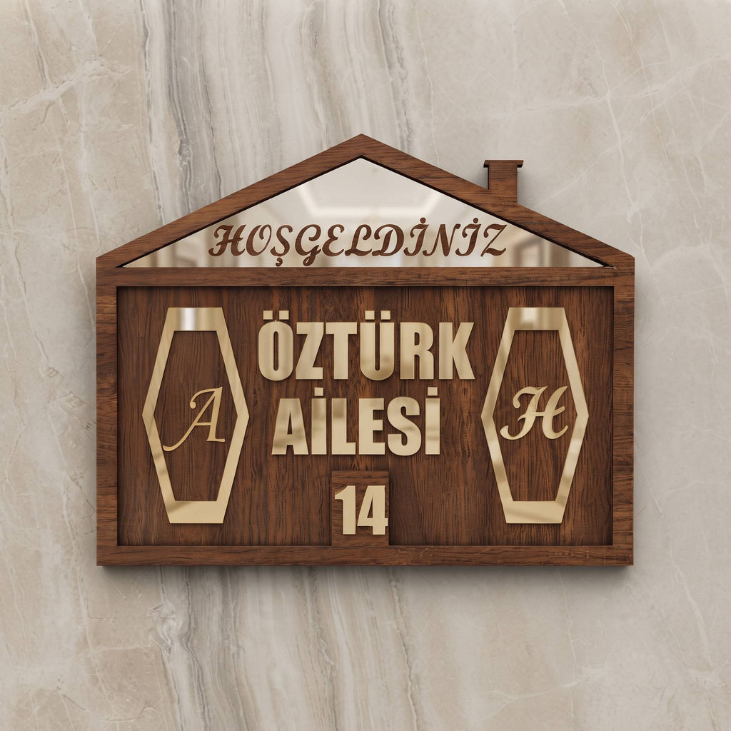 * Kişiye Özel Modern Tasarım Kapı İsimliği & Süsü Mdf Pleksi  25 x 20 cm - Velakon
