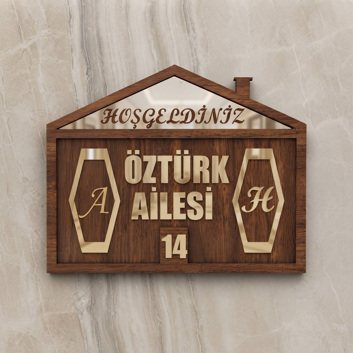 * Kişiye Özel Modern Tasarım Kapı İsimliği & Süsü Mdf Pleksi  25 x 20 cm - Velakon